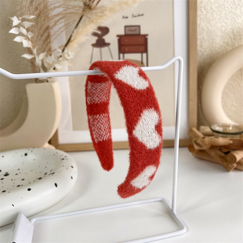 Diadema roja Vintage para mujer, banda de pelo de terciopelo de lana, diadema de esponja lateral ancha para niña, accesorios para el cabello para Navidad y Año: C6