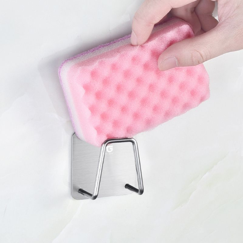 Stainless Steel Adhesive Sponge Holder Sink Caddy for Kitchen Bathroom Accessories