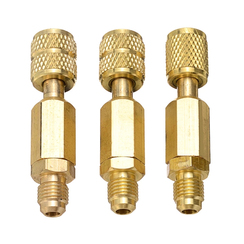 Válvulas de bola recta refrigerante R410A de latón, mangueras de carga de CA de latón de 1/4 "macho a 1/4" / 5/16 "hembra SAE, , 3 uds.
