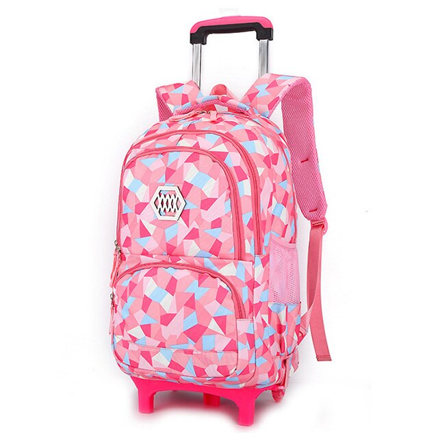 Grote Capaciteit Trolley Rugzakken Kind Schooltassen Voor Tienermeisjes Jongens Waterdichte School Rugzak Kids Reizen Wielen Zak: pink-2 wheels