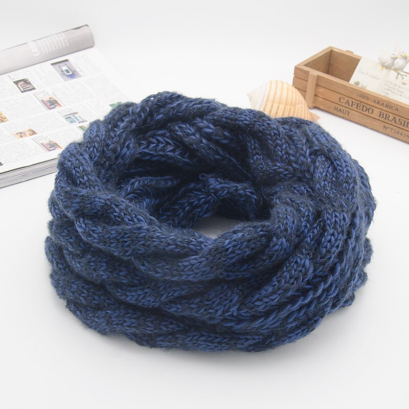 Snood Scarf Thick Knitted Winter Warm Women Ring Scarf Unisex Color Matching Soft Neck Loop Scarfs Circle Top: color11