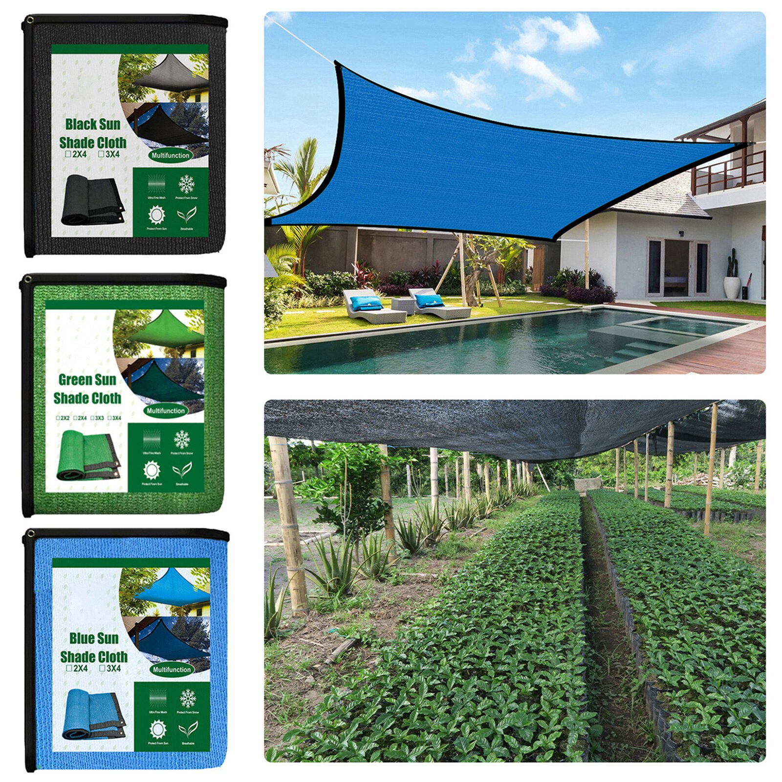 2x3m 3x4m Canopy Awning for Patio Garden Anti-UV Screen Plant Greenhouse Cover Sunblock Shading Cloth Net Sun Shade Sail