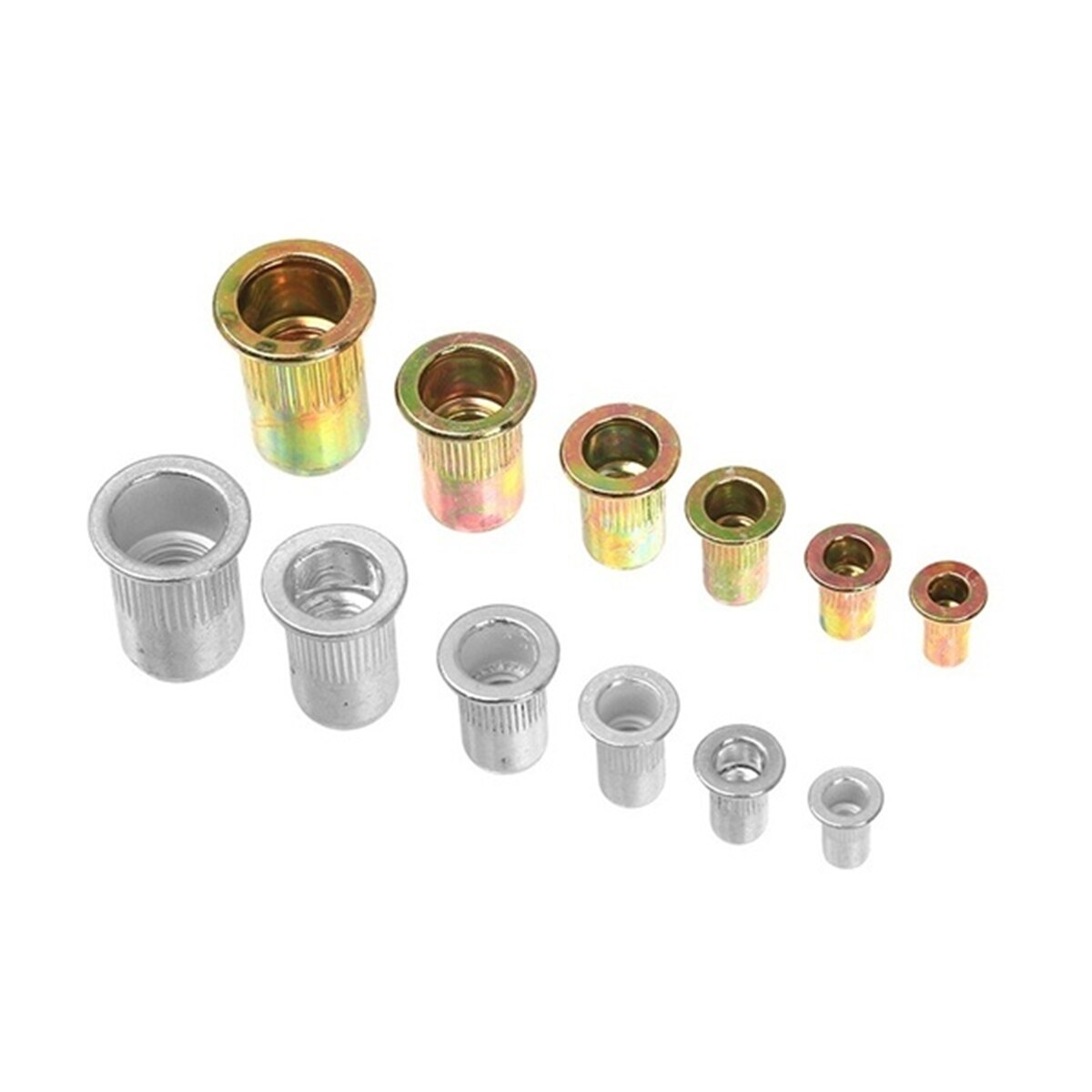 300 stücke Verzinkt Rivetnuts Blind Set Nutserts Gewinde Insert Nutsert Kappe Flache Kopf Niet Muttern Carbon Stahl M3 M4 m5 M6 M8 M10