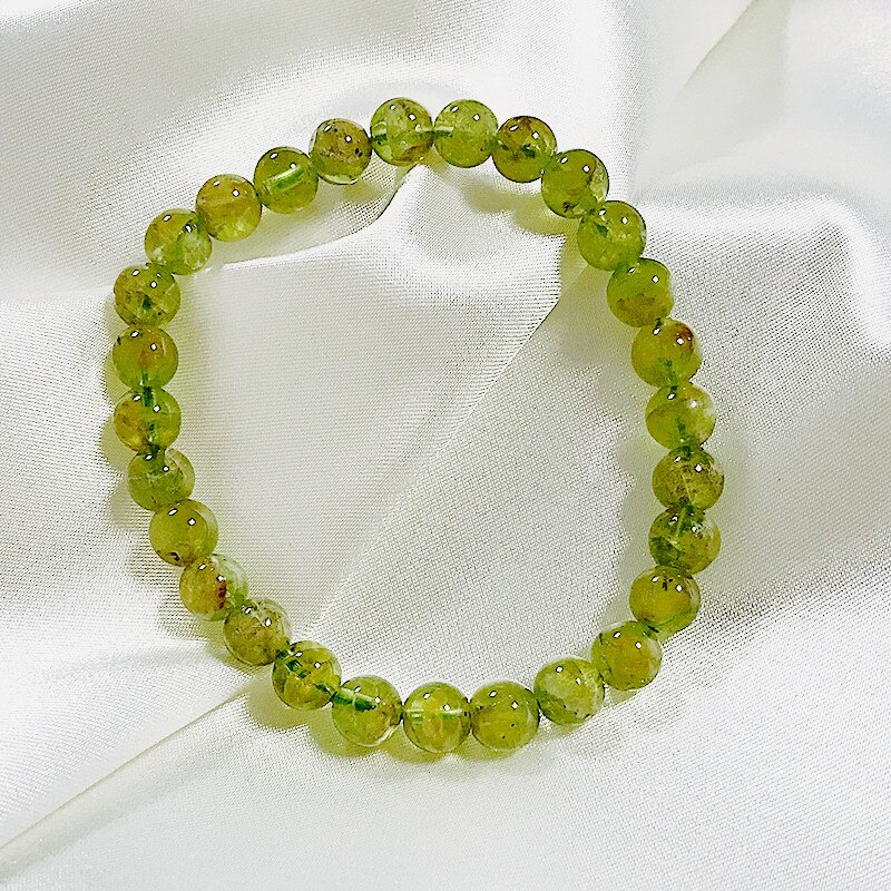 Braccialetto Delle Donne Natura 6 Millimetri Tallone Peridoto non di Vetro Davvero 18.5 Centimetri di Cristallo Braccialetti Della Ragazza Regalo di colore Verde Pietra