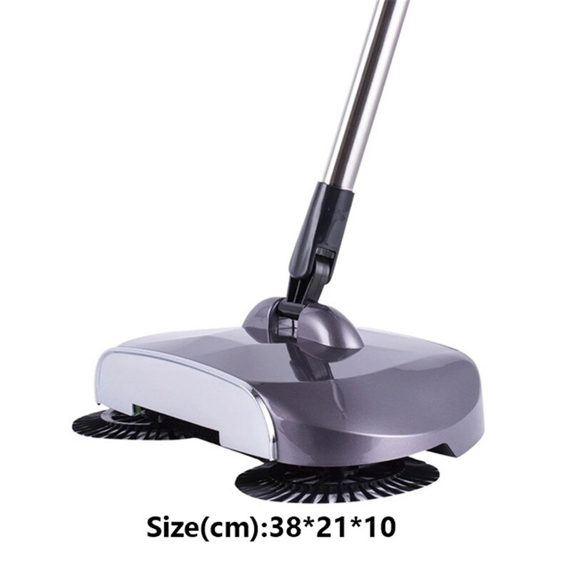 Automatische Veegmachine Machine Hand Push Magische Bezem En Stoffer Set Dweilen Machine Rvs 3 In1 Household Cleaning Tools: Painted gray bright