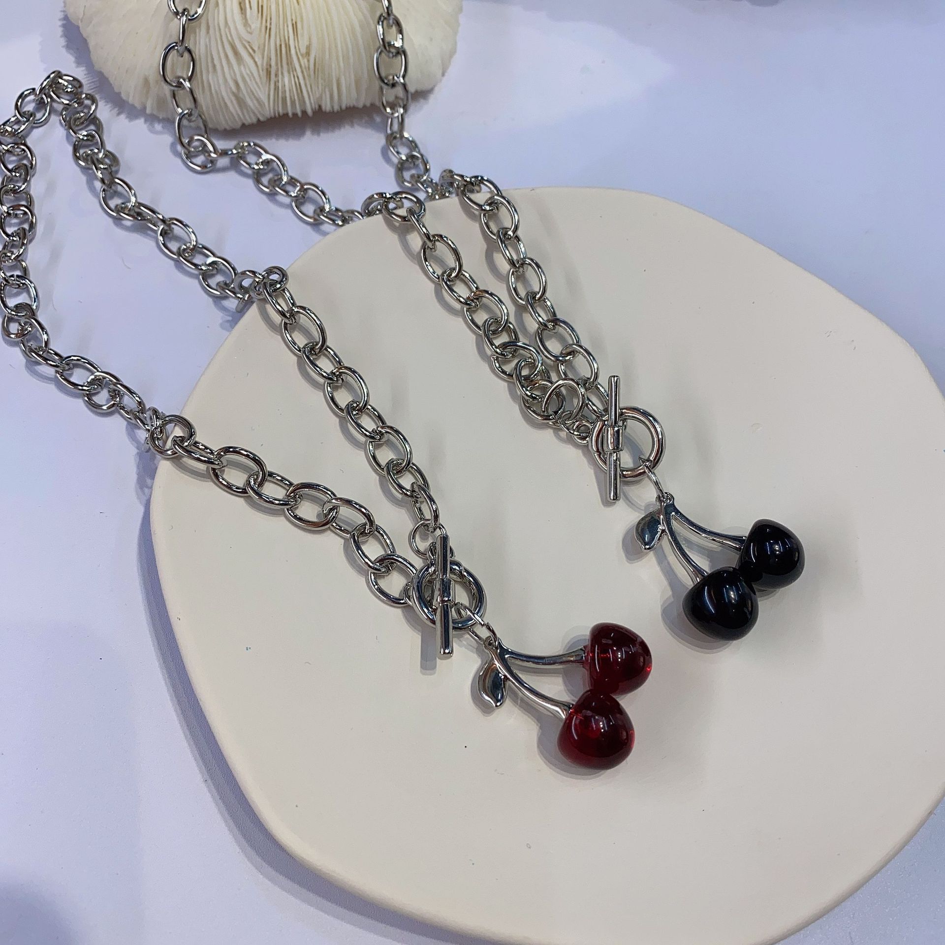 KMVEXO Gothic Sweet Cherry Pendant Necklaces Clavicle Chain Chokers For Women Girls Punk Summer Necklace Party Jewelry