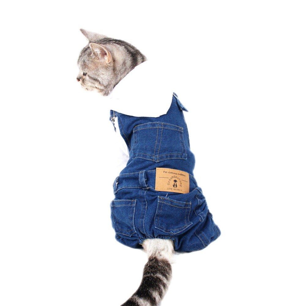 Small Cats Clothes Jeans Costume Kitten Clothes outfit For Pet Clothes Dogs Cat Clothing katten kleding chien vetement