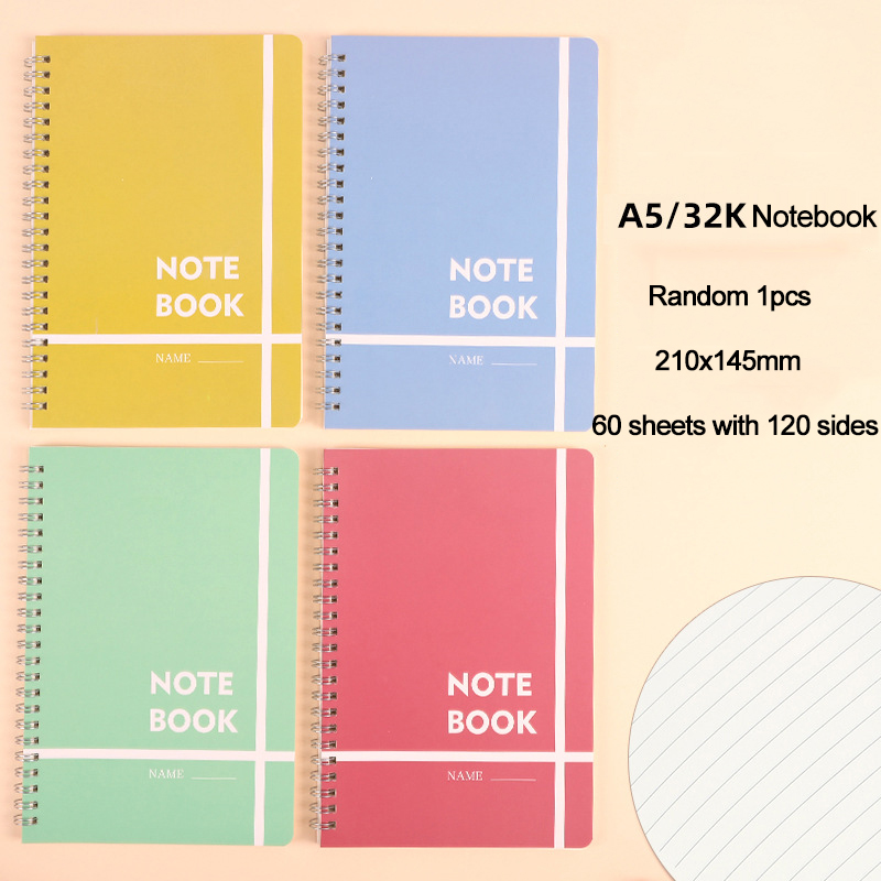 Kawaii Loose-leaf Notebook Diary Horizontal line Notebooks Diaries Cute Student Notepad planner School Office Supplies 210x145MM: 886 Random 1pcs
