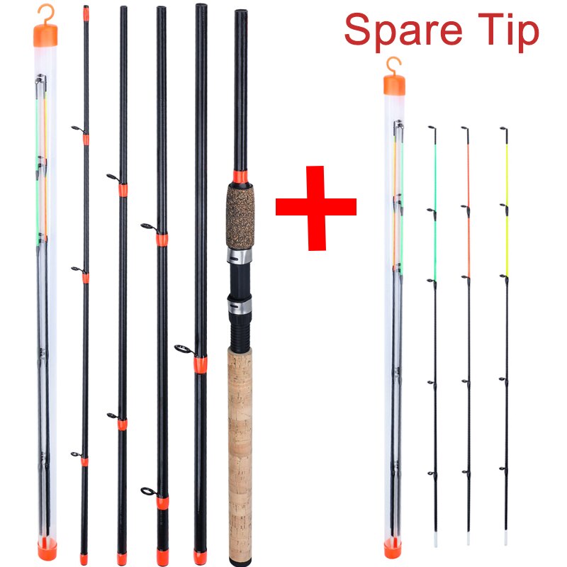 Sougayilang Feeder Fishing Rod Lengthened Handle 6 Sections Fishing Rod L M H Power Carbon Fiber Travel Rod Fishing Tackle: MULTI