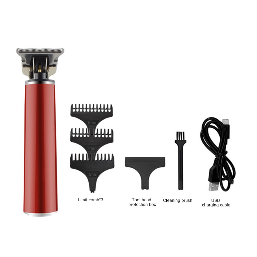 Cordless Electric Rechargeable Hair Trimmer Waterproof Hair Clipper Haircut with LCD Digital Display t6: Red