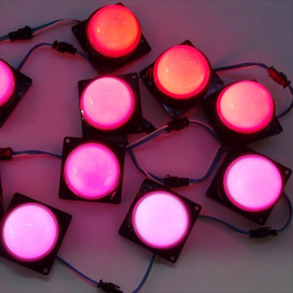 DC12V WS2811 pixel module met milky cover; 6 stks 5050 led binnen; 1.44 W;, 50mm diameter; met 3pin JST connectors voor elke module