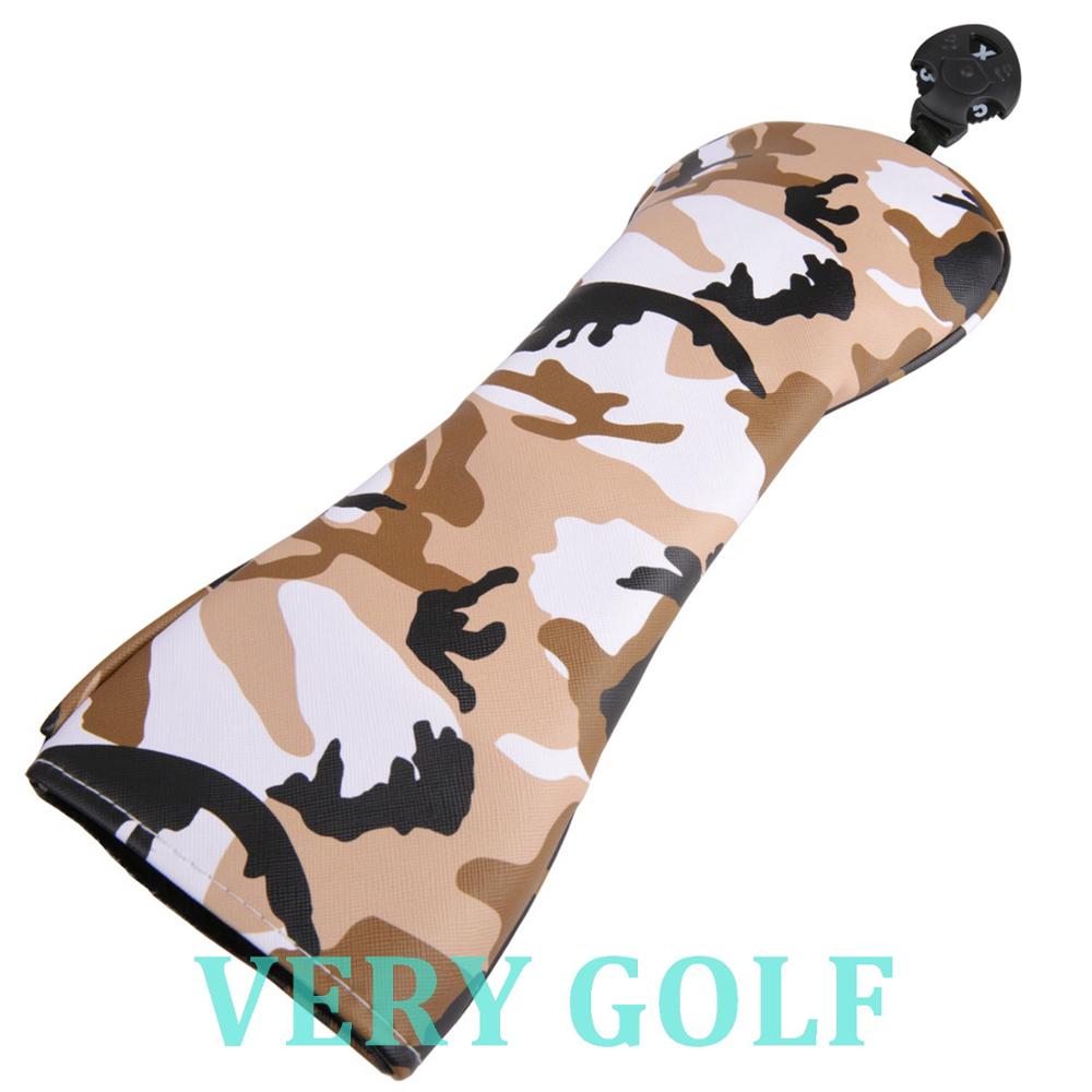 Golf Club Driver Fairway Wood Hybrid Head Cover Soft Polyester Leather with Yellow Camouflage Driver FW Hybrid Headcover