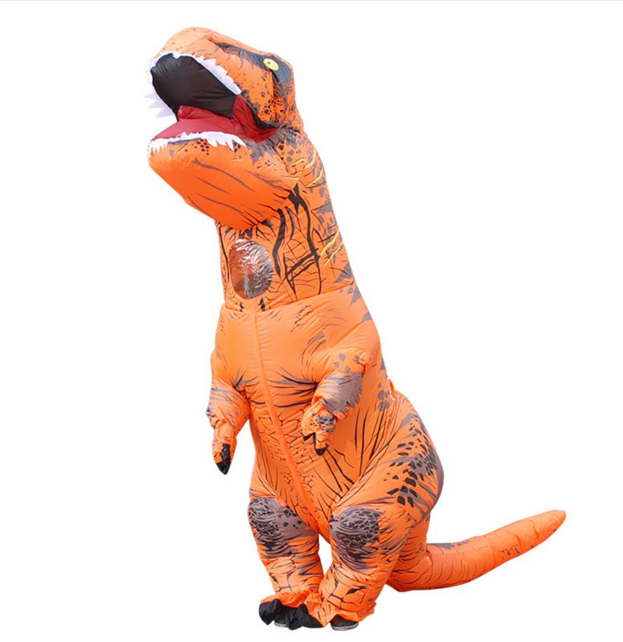 IK NFLATABLE Dinosaurus T REX Kostuums voor vrouwen Blowup T-Rex Dinosaurus Halloween Opblaasbare kostuum mascotte Partij kostuum voor volwassen: Oranje / XL