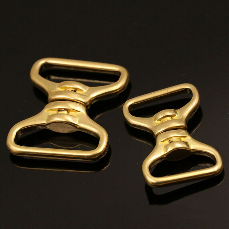 1piece Solid brass Double end swivel eye rotating connector for leather craft belt strap keychain Fob clip Pet rope leashes