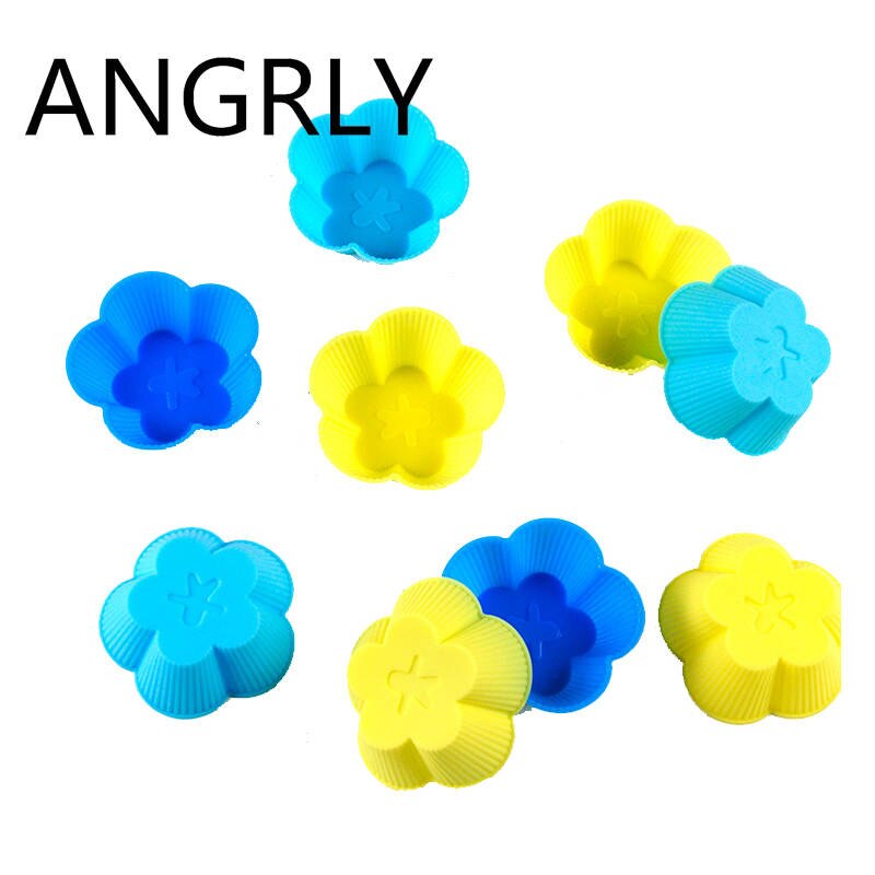 ANGRLY 10pcs Multi-color Silicone Cake Muffin Cupcake Mold Round Shape Baking Mould: 16