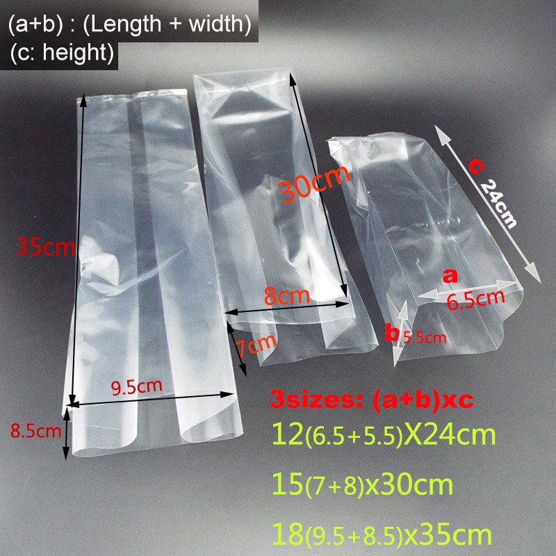 12x24cm 15x30cm 18x35cm PVC Mushroom Spawn Grow Bag Substrate High Temp Pre Sealable Garden Supplies Growing Planting Bags Tool