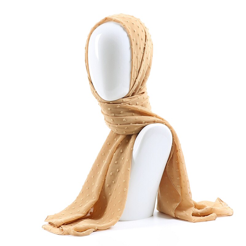 Écharpe longue châle en mousseline de soie | pom bulle, bandeau musulman, maxi points islamiques, écharpe hijab uni: 15 camel