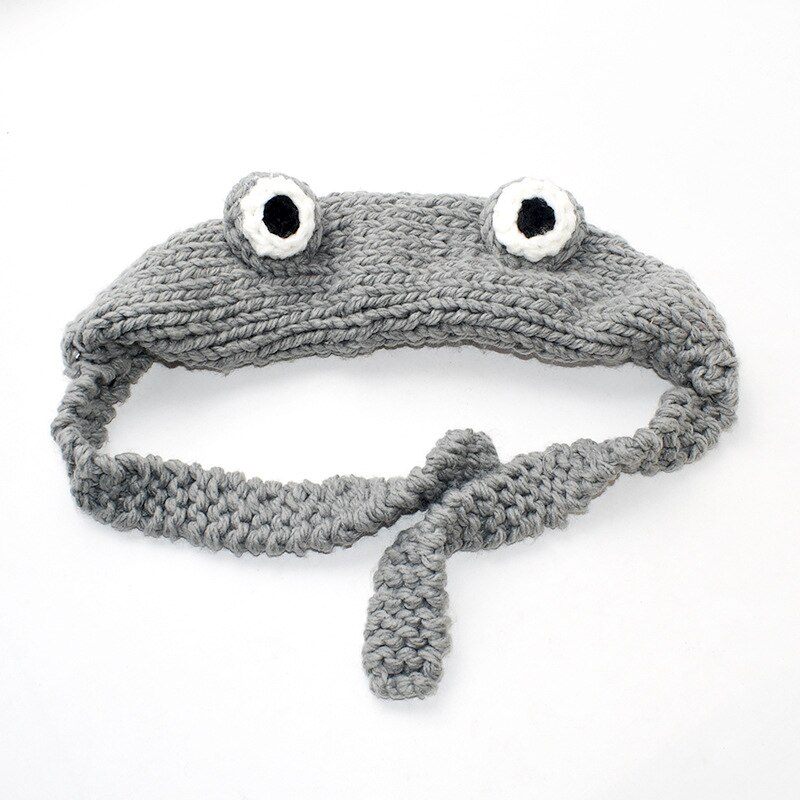 Gorro de punto de ganchillo para mujer, gorro bonito de rana, disfraz, de Hip-hop, accesorios de fotografía para de invierno: gray
