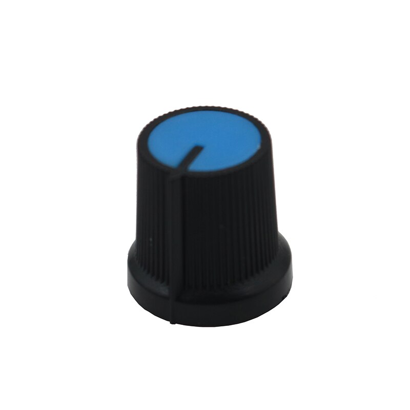 12 Uds seis colores cara negro perilla rotativa potenciómetro de conmutación volumen puntero agujero 6mm: Azul