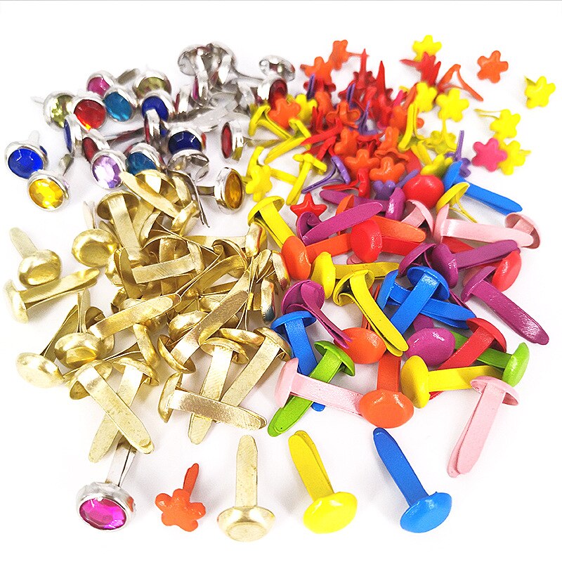50pc runda metallbrickor scrapbooking dekorativa naglar barn handgjorda gör-det-själv-material utsmyckning fästelement hemhantverksmaterial