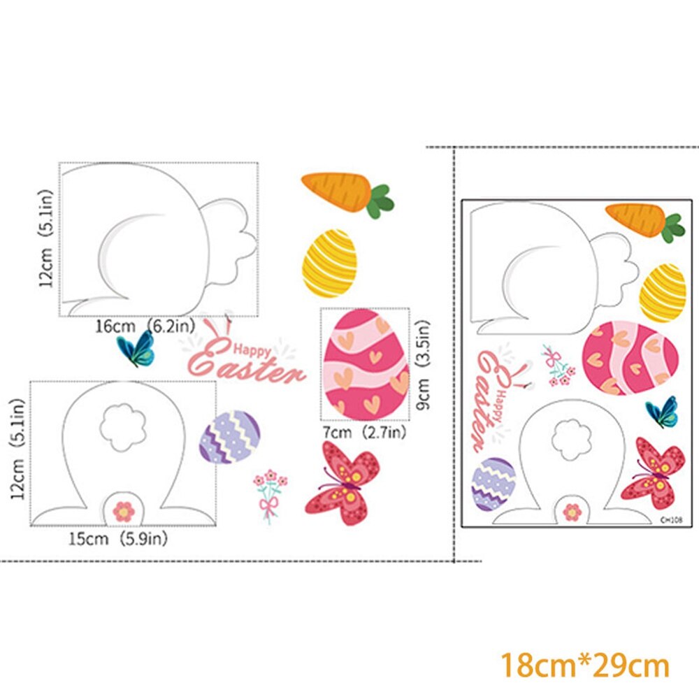 Happy Easter Electrostatic Window Stickers Rabbit Eggs Chick Wall Sticker Easter Decor for Home Easter Party Bunny Wall Decals: D