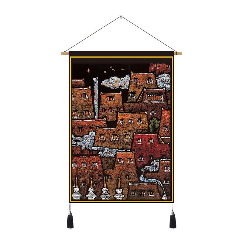 Tibetan Art Hanging Tapestry Velvet Cloth Scroll Painting Wall Pictures Home Tibet Bedroom Art Ethnic Decorative Wall Tapestries: 47x67cm G