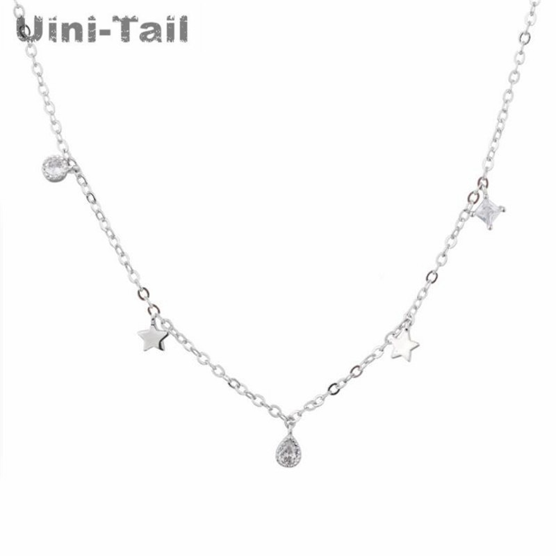 Uini-Tail 925 sterling silver starry micro inlaid necklace simple temperament wild tassel necklace