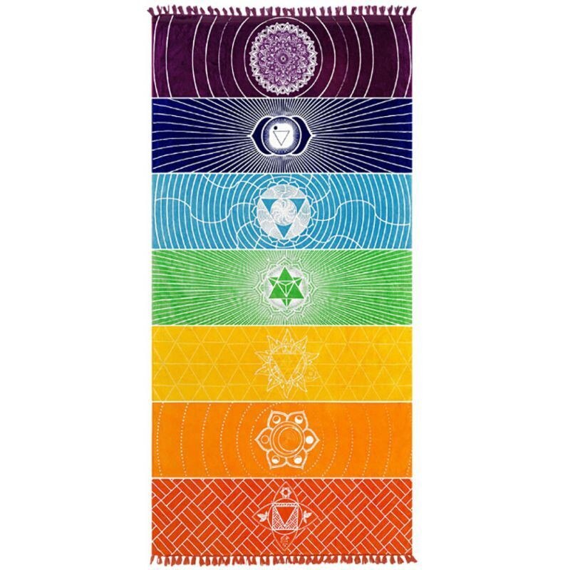 Enkele Regenboog Chakra Tapestry Handdoek Tapijt Mandala Boho Gestreepte Gedrukt Reizen Yoga Mat Deken Outdoor Matten 150x70 cm /100x45 cm
