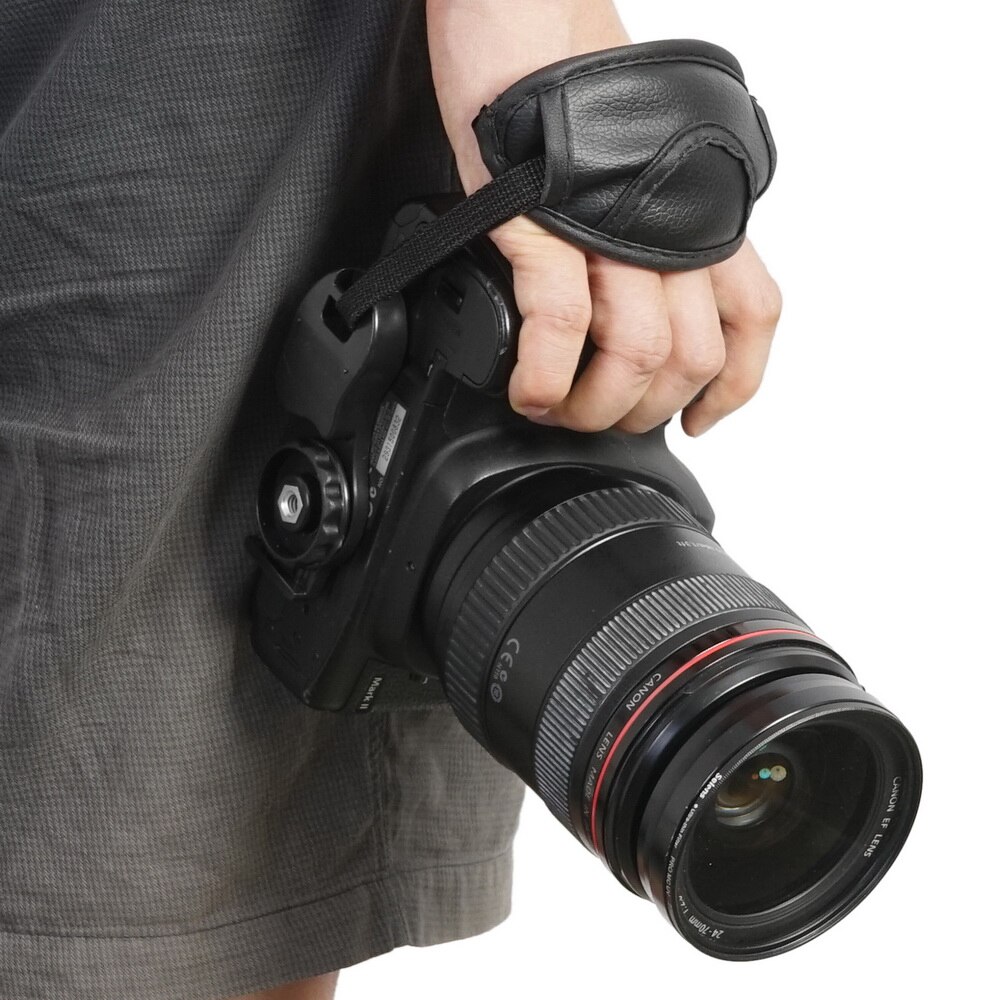 Camera Pu Leather Grip Snelle Pols Riem Zachte Hand Grip Camera Tas Universele Voor Canon Voor Nikon Voor Sony olympus Zwart