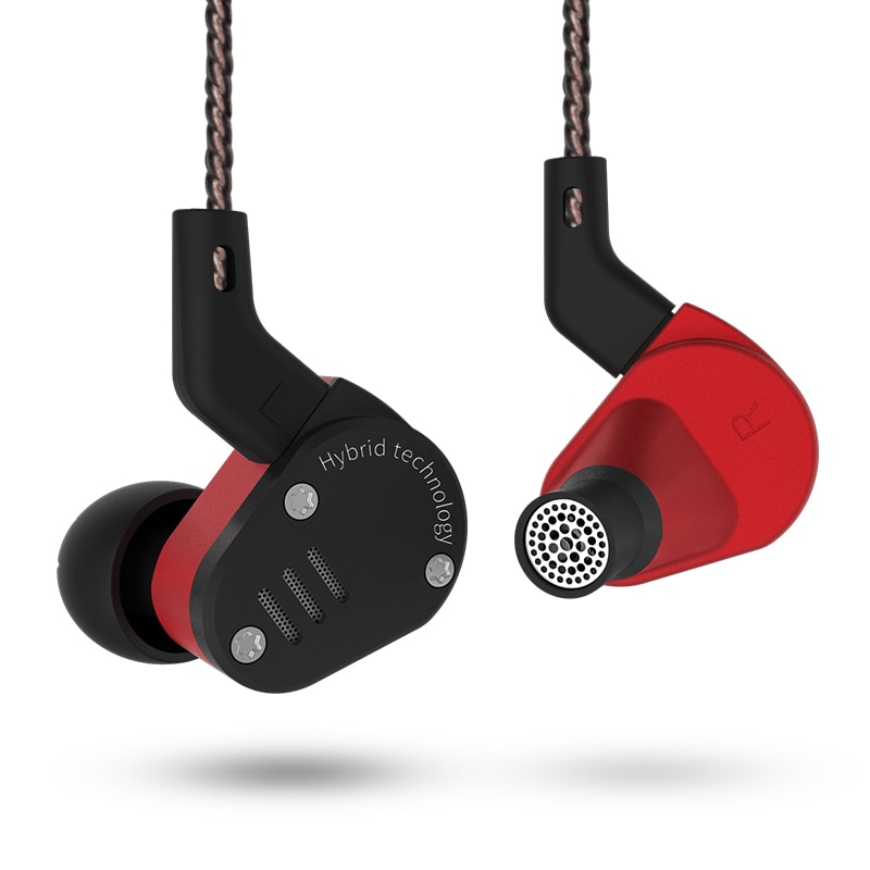 KZ ZSA-Armadura de auriculares intrauditivos de metal, híbrido, monitores deportivos, HiFi y bajos, con cancelación de ruido