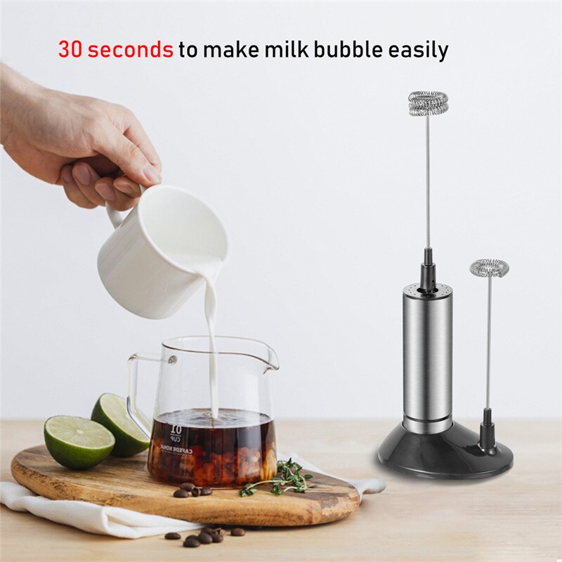 Elektrisk mjölkskummare kaffemixer 2 visp mjölkskummare köksmixer för cappuccino äggvisp drycker mixer med stativ