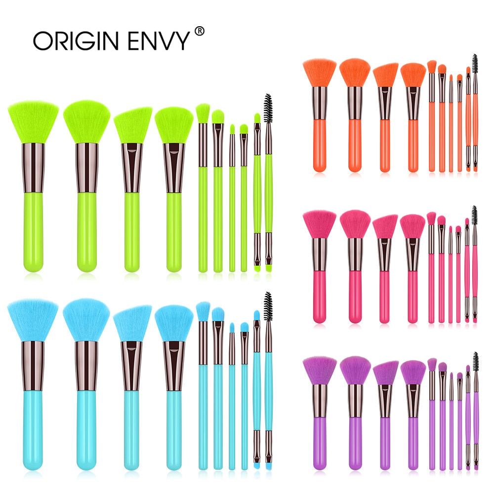 Origin envy 10 stk sminkebørster verktøysett kosmetisk pudder øyenskygge foundation blush blending beauty make up brush maquiagem