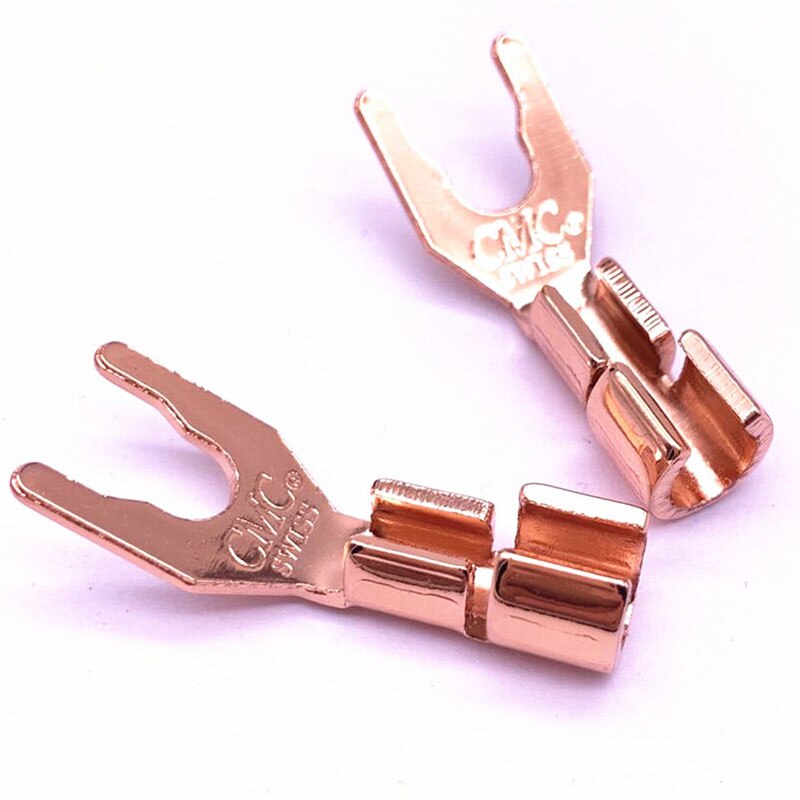 Hi-End 5mm Solid Copper Speaker Y Spades Fork connector Plug Banana plug Speaker Amplifier socket