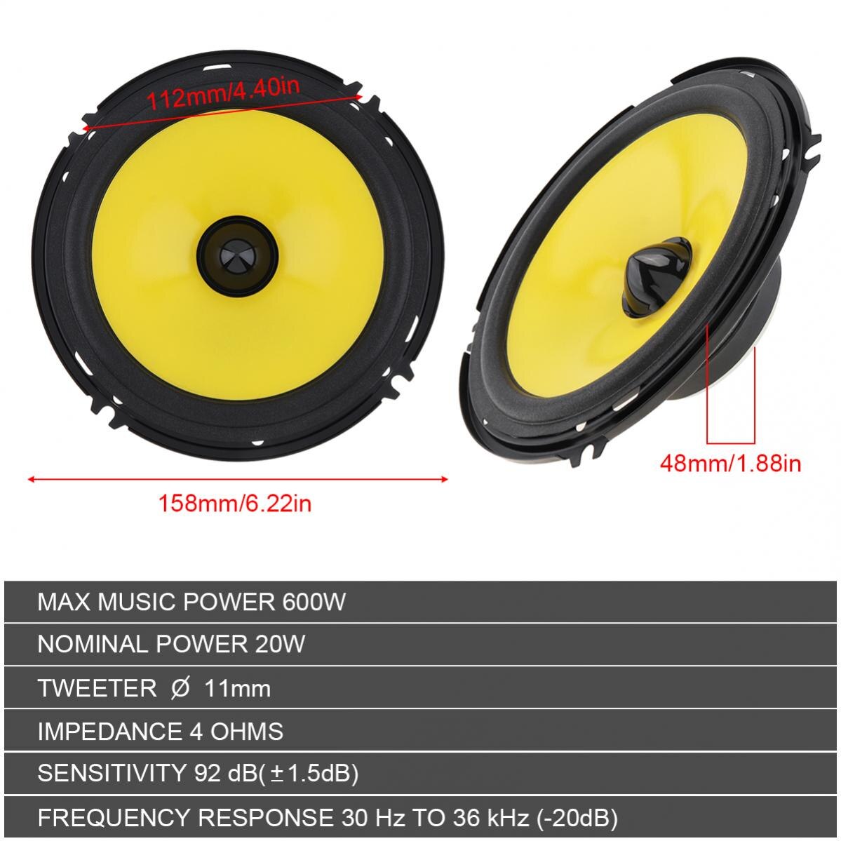 Altavoz de Audio para coche, 2 uds., 4/5/6 pulgadas, 600W, Universal, pesado, medio-bajo, ultrafino, modificado, instalación no destructiva