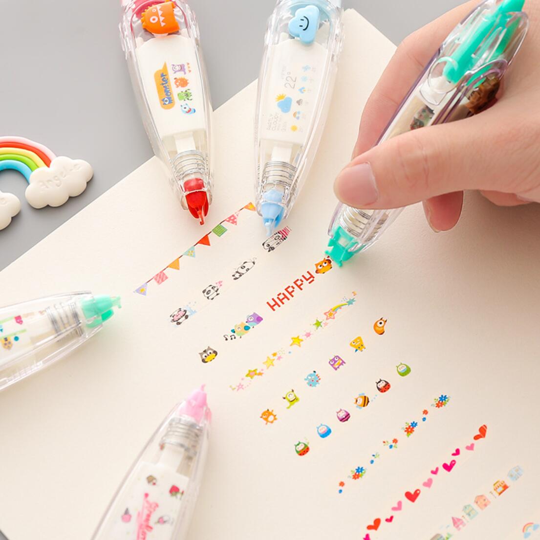Cinta de corrección decorativa Kawaii de varios patrones, Corrector para diario, papelería, suministros escolares, accesorios