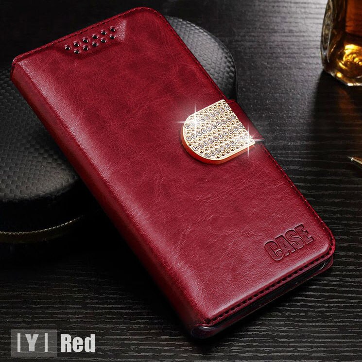 Lederen Case Voor Samsung J1 Flip Case Voor Samsung Galaxy J1 J120 J120F J1 (6) SM-J120F/DS 4.5 inch Telefoon Tassen: Red  IYI