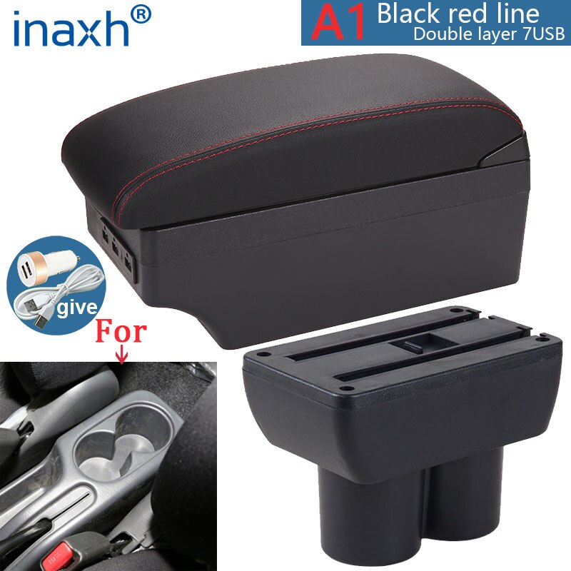 Voor Suzuki Jimny Armsteun Doos Interieur 2007 Onderdelen Speciale Retrofit Onderdelen Auto Armsteun Center Opbergdoos Met Usb led Licht: A1 Black red  7USB