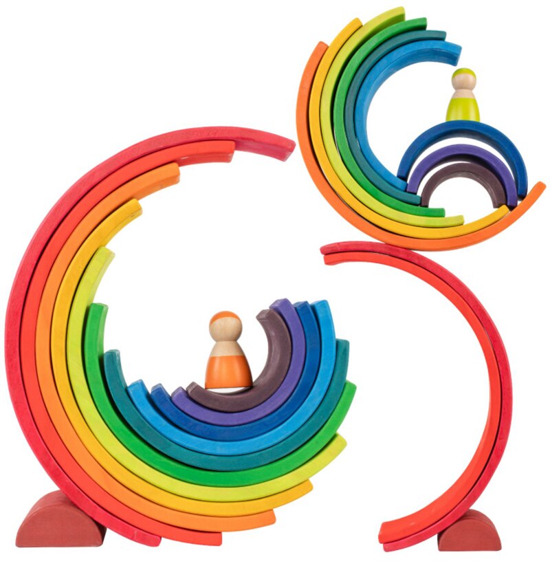 Baby Toys 12Pcs Rainbow Blocks Kids Large Rainbow Building Blocks Wooden Toys for kids Montessori Educational Toy