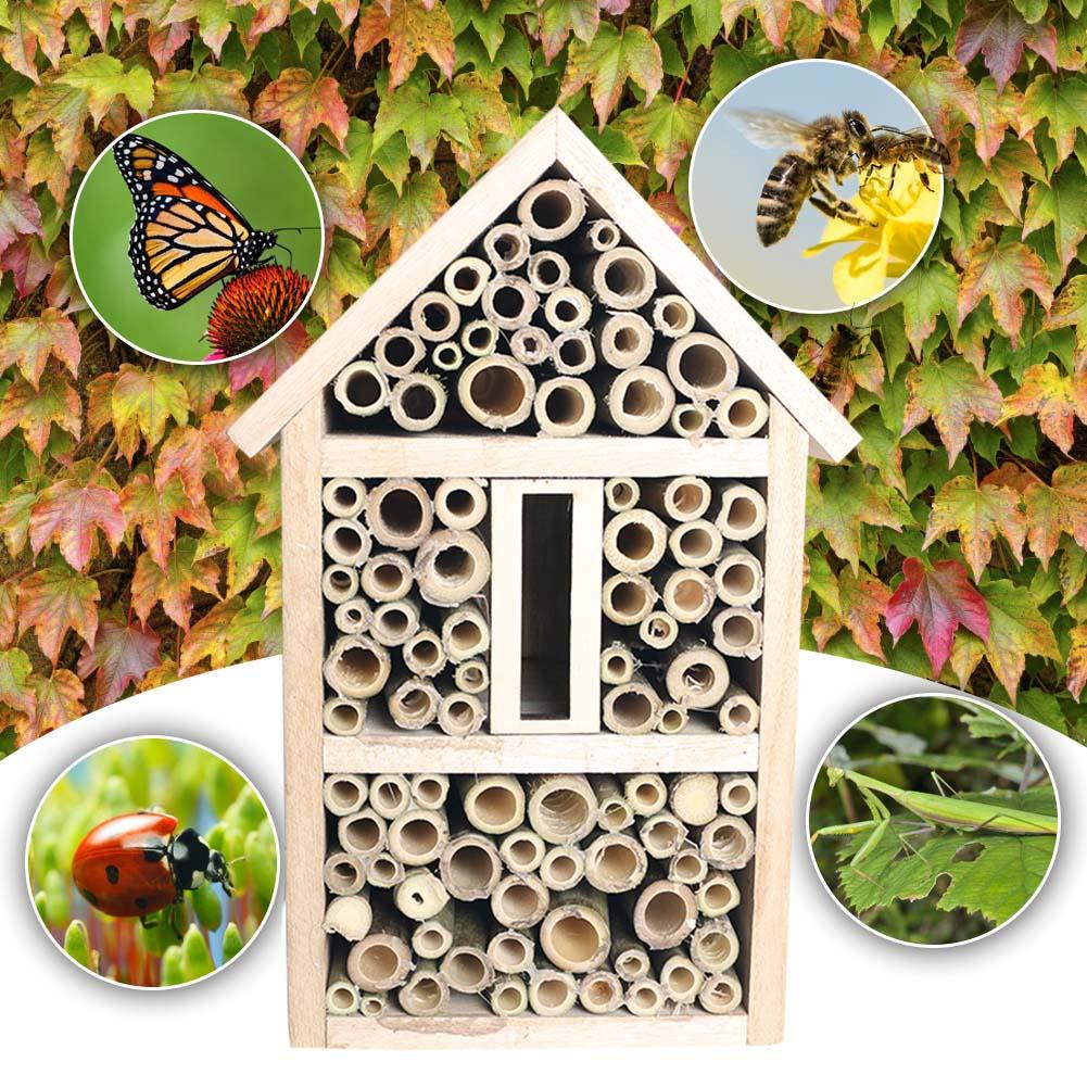 Bamboo Bee Hive Beekeeping Insect Bee House Wood Bug Room Hotel Shelter Garden Decoration Bee Nests Box Beekeeping Tool