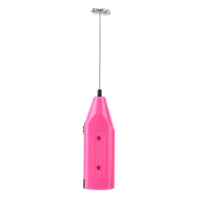 Handhållen elektrisk äggvisp skummaskin rostfritt stål hållbar mixer skummaskin rör kök bar verktyg kaffe mjölk mixer mixer: Rosa