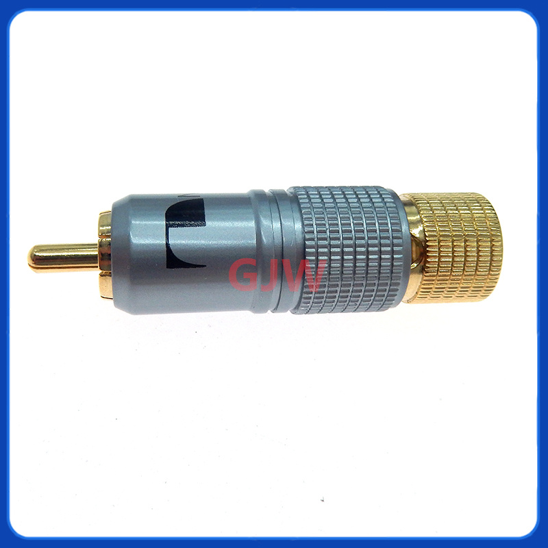 1Stck Hifi Vergoldet RCA Stecker Verriegelung Nicht Lot Koaxial Lotus Stecker Buchse 10mm Audio- Kabel Adapter: dunkel Grau