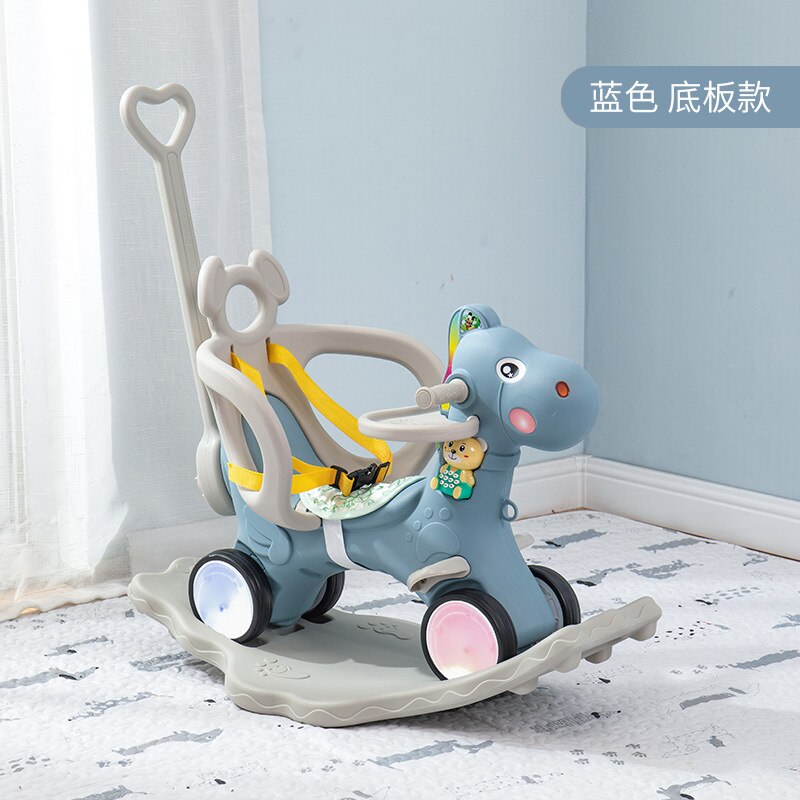 Chaise à bascule cheval plastique | Multifonction, d'anniversaire, chaise balançoire, poussette pour bébé de 1 à 5 ans,: Black