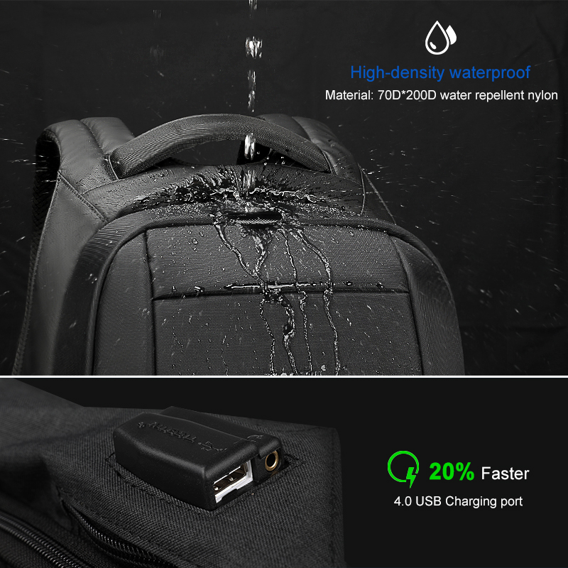 Tigernu Hidden Anti theft Zipper 15.6 inch Men School Laptop Backpacks Water Repellent Travel 20L Multi USB Charger Male Mochila