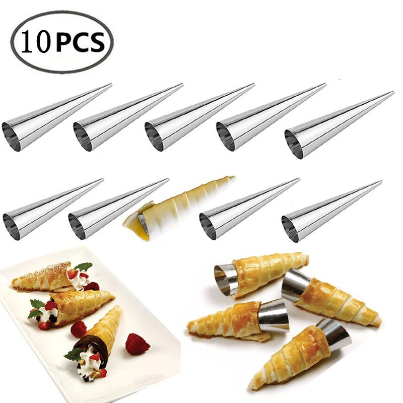 5/6/10pcs Conical Stainless Steel Mold Practical Croissant Mold Ice Cream Crispy Mold Cookie Cookie Tool Baking And Pastry Tool