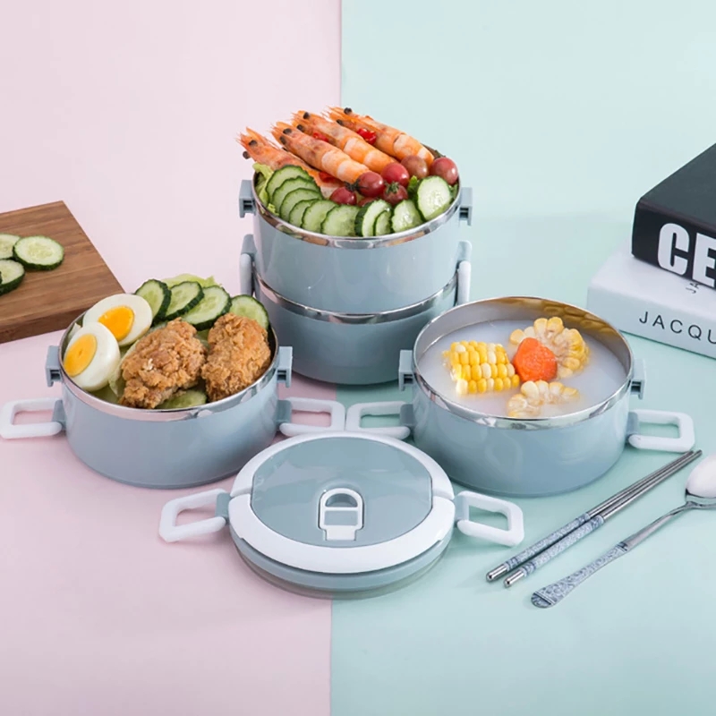 Microwave Stainless Steel Thermal Lunch Box Food Storage Box Travel Picnic Leakproof Lunch Box Students Adult Lunch Box