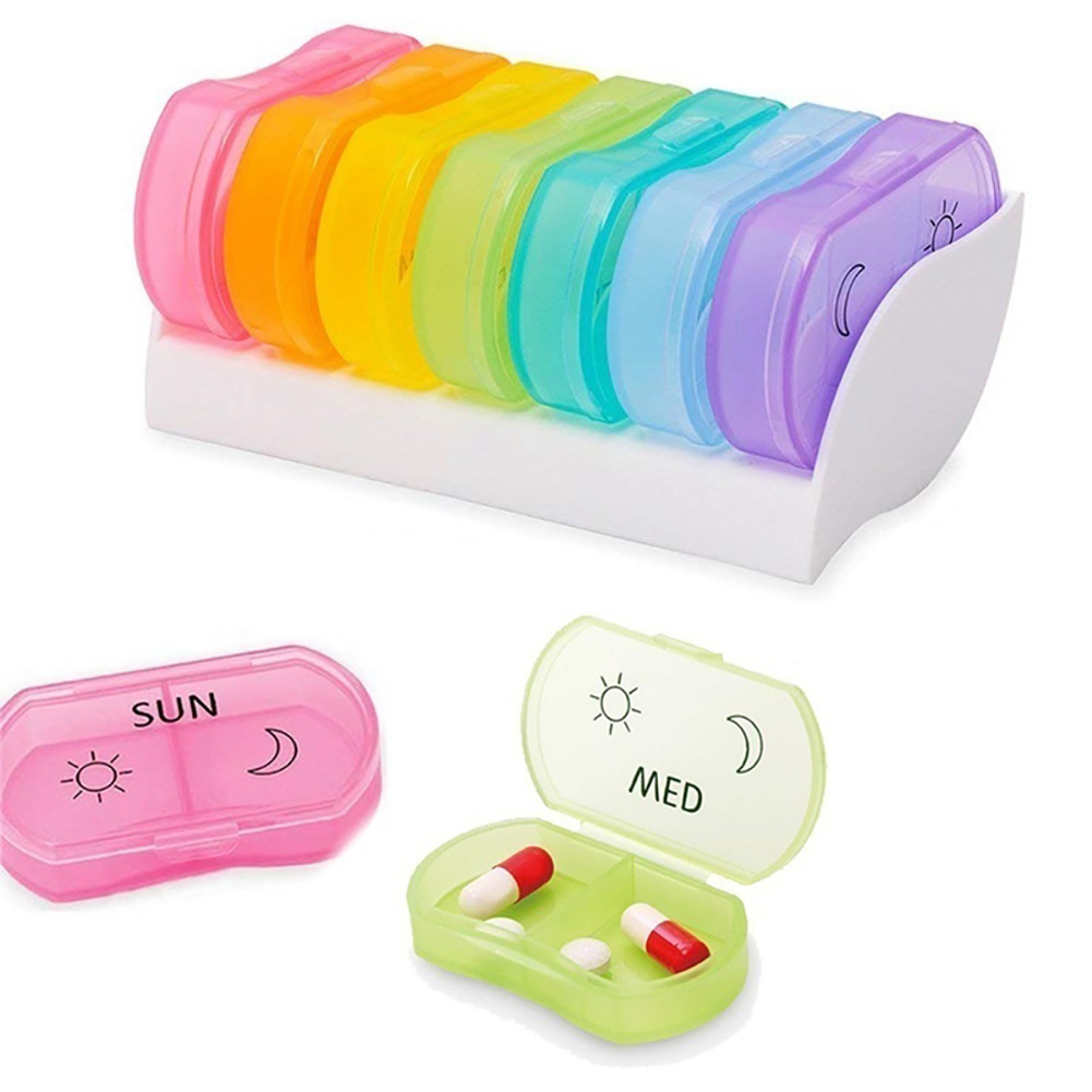 Joylife Rainbow 7 Dagen Pil Geneeskunde Box Reizen Wekelijkse Geneeskunde Gezondheid Storage Pillendoosje Organizer Dispenser Pil Cutter Case