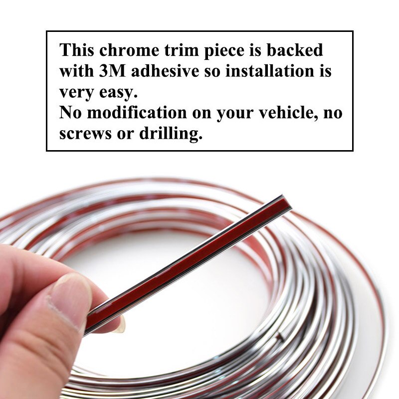 Dörrfönster spegel kropp gjutlist remsa klädsel dekoration skydd pvc 3m 6mm bil styling krom dekorativa remsor