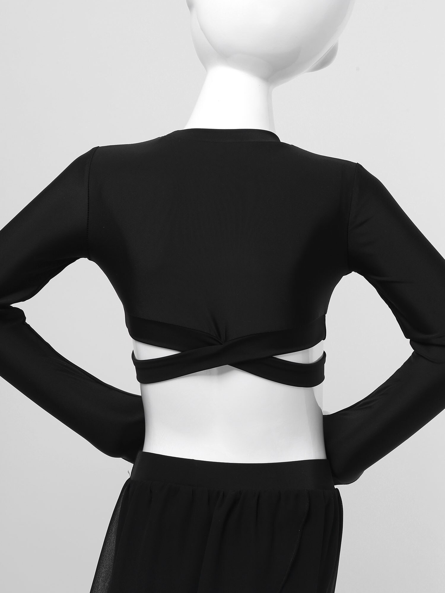 Enfants Yoga ensemble solide manches longues survêtement respirant gilet haut avec irrégulière doux jupe-culotte pour la remise en forme quotidienne de gymnastique