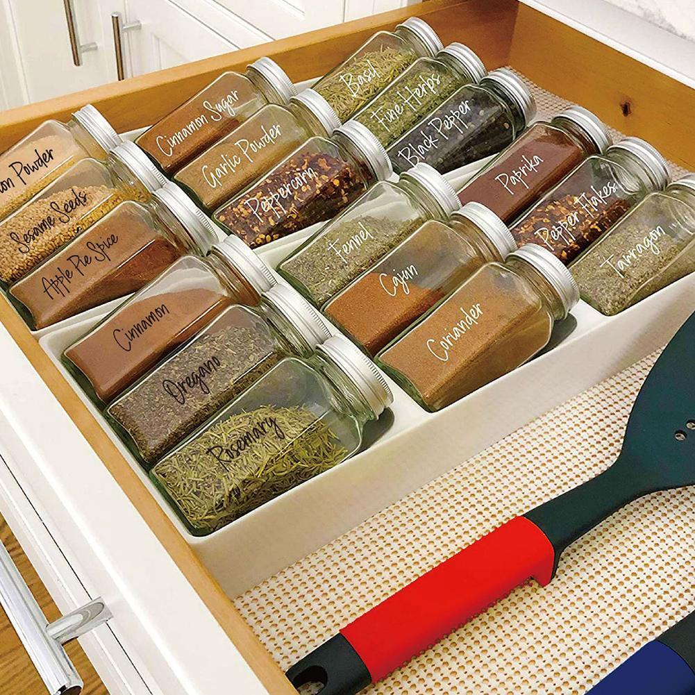 8 sheet Spice label waterproof Transparent Pantry Stickers supplies kitchen Spice Labels Stickers Food For Pantry E5X8