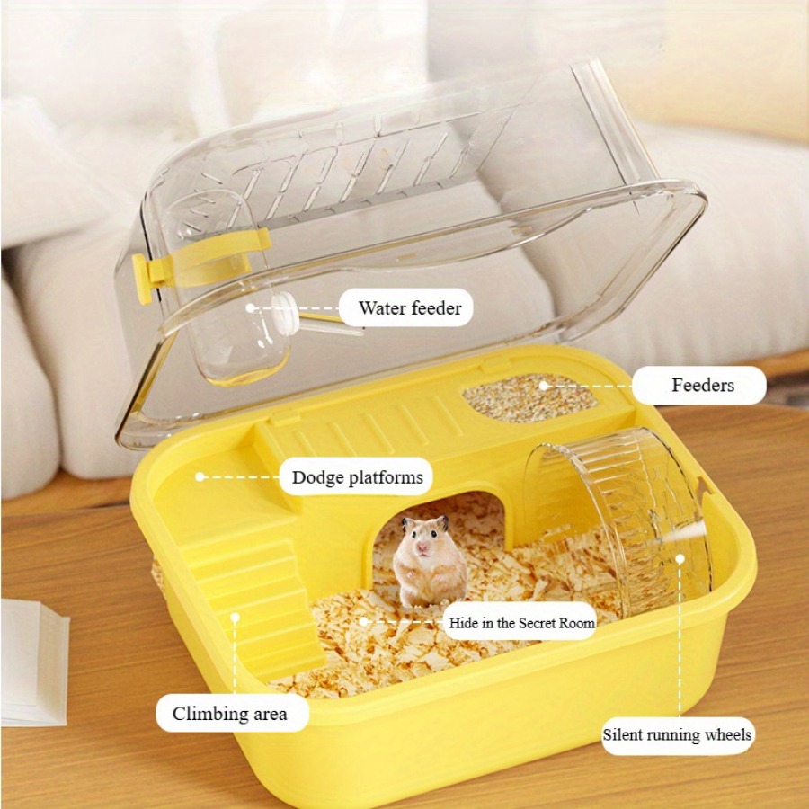 Cage à Hamster Double couche d'intérieur, 1 pièce, Cage à ours doré, grand espace, château de Hamster, détachable et lavable, petite habitat pour animaux de compagnie